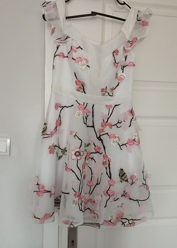 Dantel Detaylı Beyaz Mini Bohem Elbise - Görsel 2