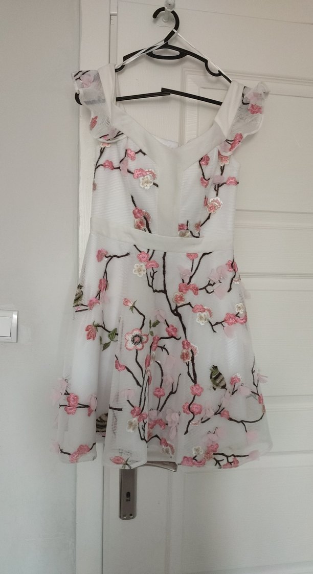 Dantel Detaylı Beyaz Mini Bohem Elbise - Görsel 2