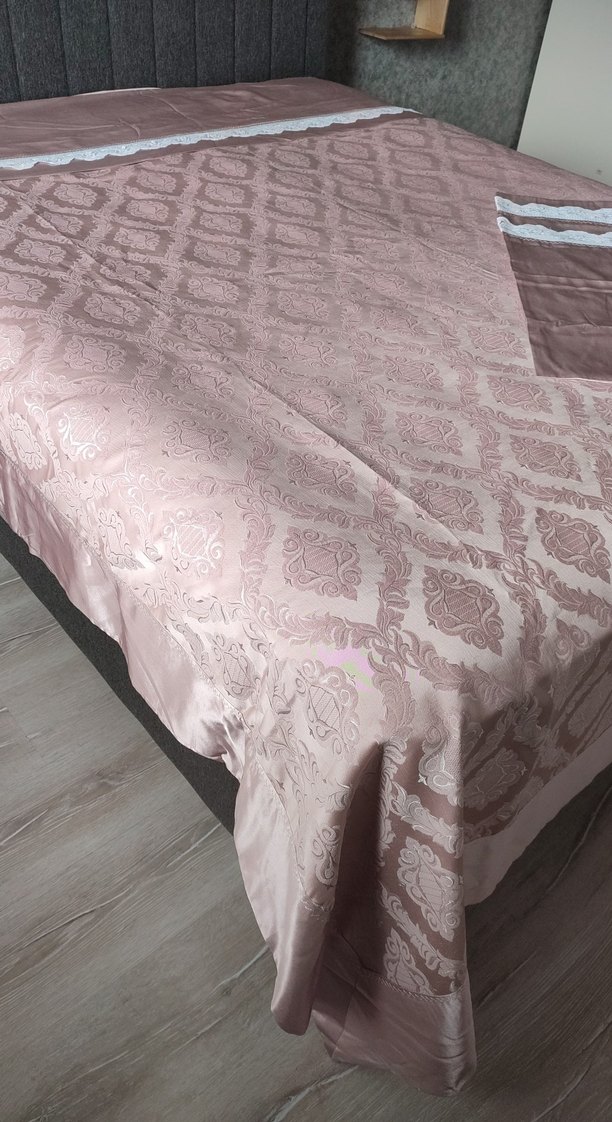 Tamamen el işçiliği pudra Pembe Yatak Örtüsü takımı - Görsel 3