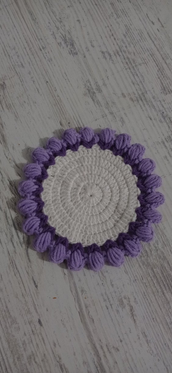 Mor Detaylı Bohem Örgü Bardak Altlığı - Görsel 2