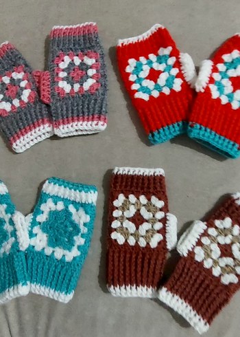 Renkli Örgü Bohem Kadın Eldivenleri - Görsel 2