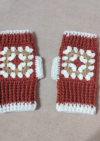 Bohem Renkli Örgü Kadın Eldiven - Görsel 3