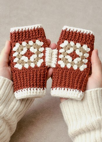 Bohem Renkli Örgü Kadın Eldiven - Görsel 2