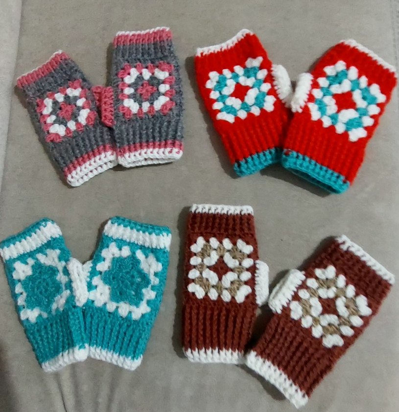 Bohem Renkli Örgü Kadın Eldiven - Görsel 4