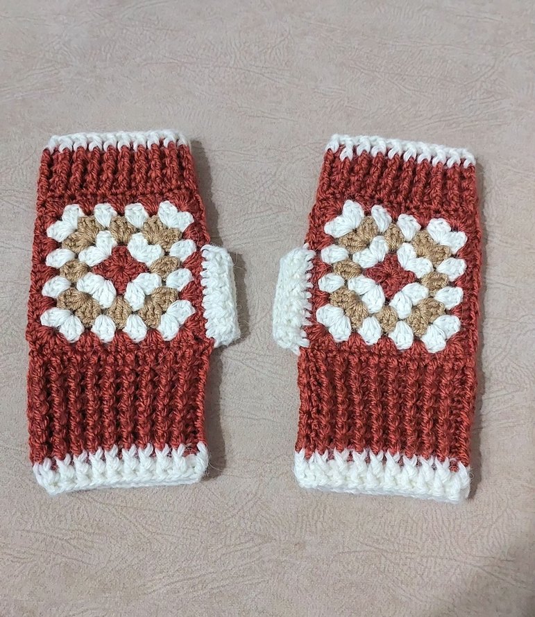 Bohem Renkli Örgü Kadın Eldiven - Görsel 3