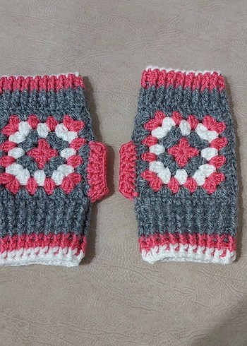 Renkli Örgü Parmaksız Kadın Eldiveni - Görsel 2