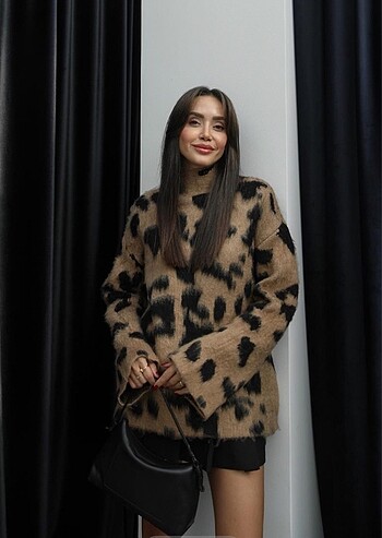 m Beden Leopar Desenli Kazak
