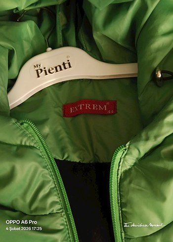 Düğmeli Yeşil Kadın mont - Görsel 4