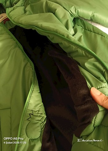 Düğmeli Yeşil Kadın mont - Görsel 3