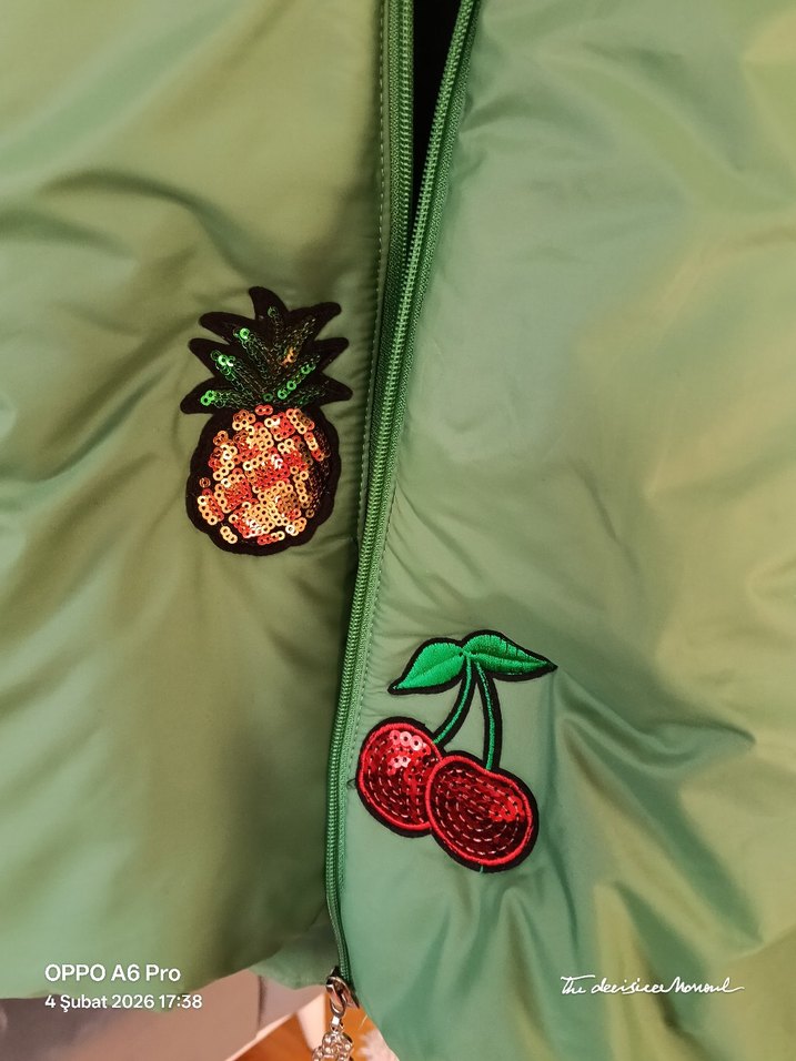 Düğmeli Yeşil Kadın mont - Görsel 2