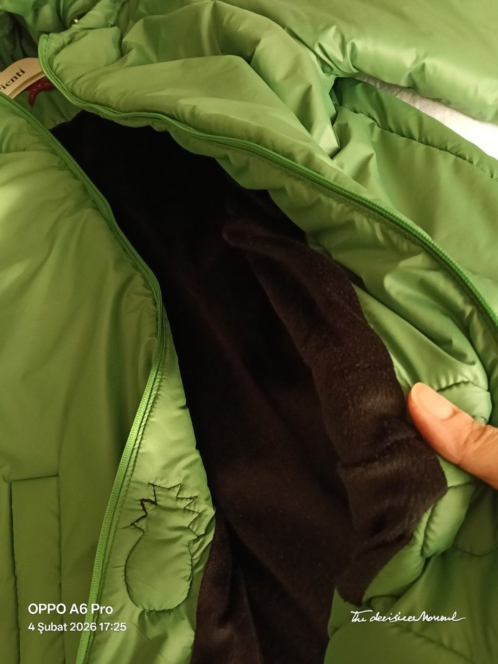 Düğmeli Yeşil Kadın mont - Görsel 3