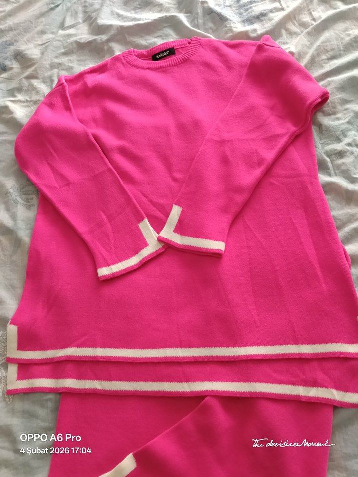 Pembe Uzun Kollu Triko takım - Görsel 4