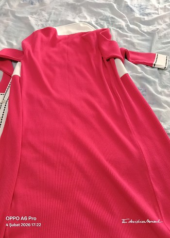 Pembe Uzun Kollu Triko Elbise - Görsel 3