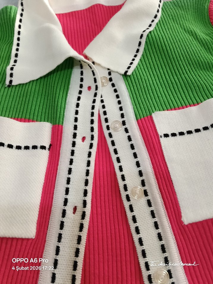 Pembe Uzun Kollu Triko Elbise - Görsel 2