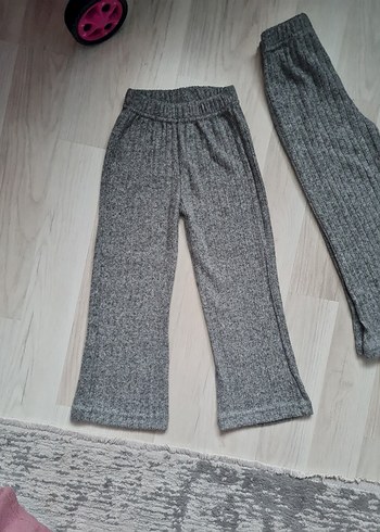 ikizler için Gri Örgü Kız Pantolonu Rahat Kesim - Görsel 2