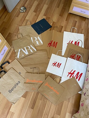 Zara Stradivarius HM Bershka Karton Poşet