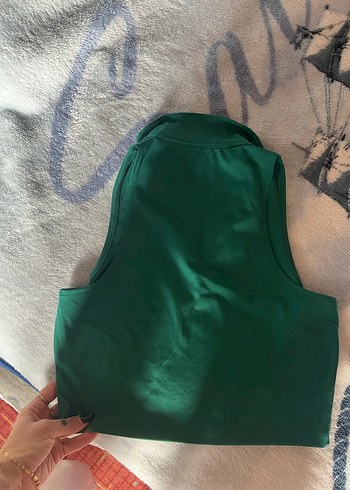 V Yaka Yeşil Crop Top - Görsel 5