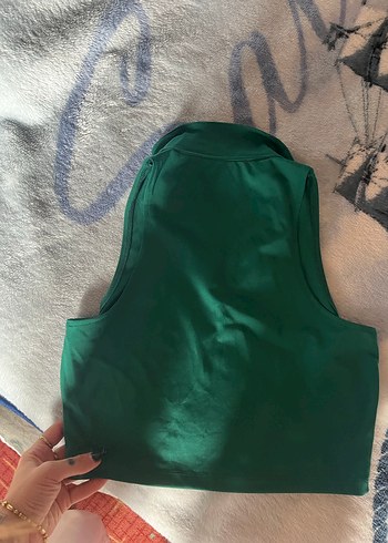 V Yaka Yeşil Crop Top - Görsel 6