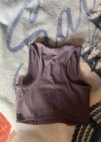 Kadın Mor Crop Top, Yüksek Yaka, Kolsuz - Görsel 4