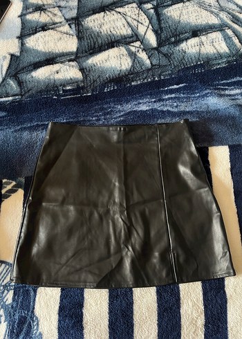 Siyah Deri Mini Etek - Görsel 3