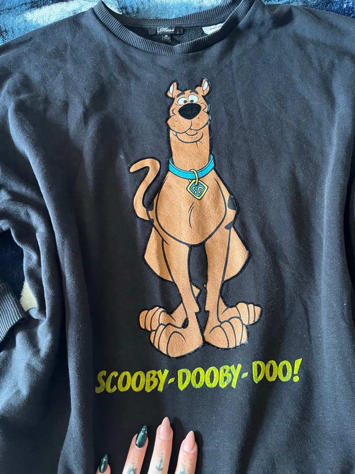 Scooby Doo Baskılı Siyah Oversize Sweatshirt - Görsel 5