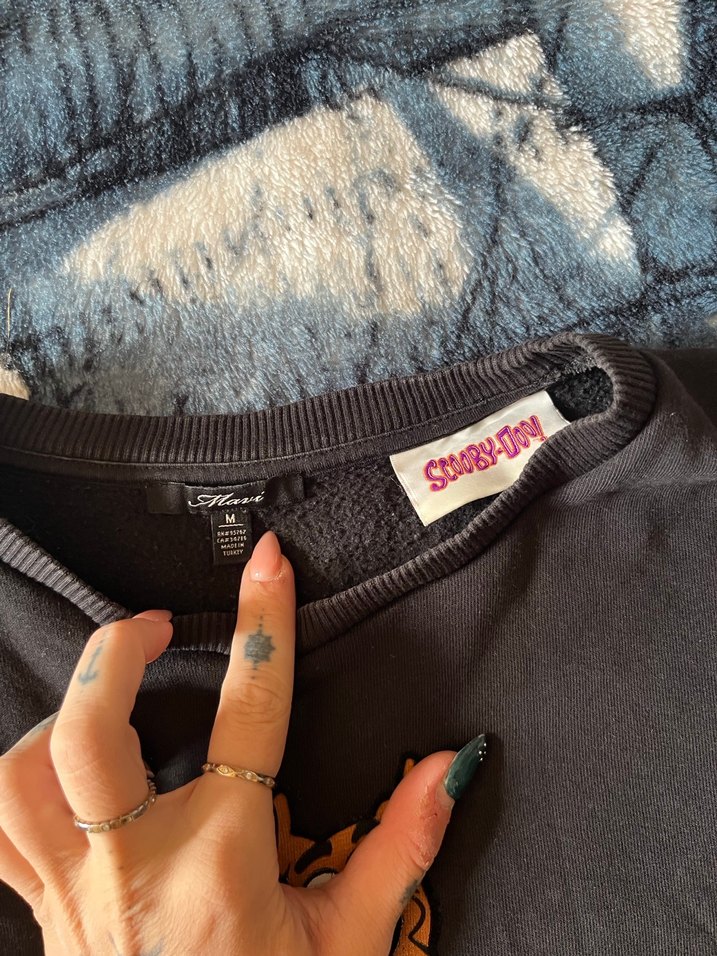 Scooby Doo Baskılı Siyah Oversize Sweatshirt - Görsel 4