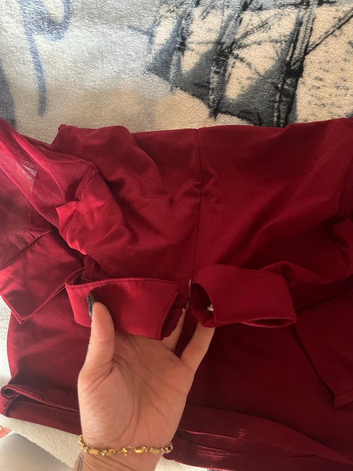 Kırmızı Transparan Kollu Gotik Bluz - Görsel 4