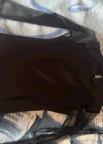 Uzun Kollu Siyah Gotik Transparan Kadın Bluz - Görsel 7