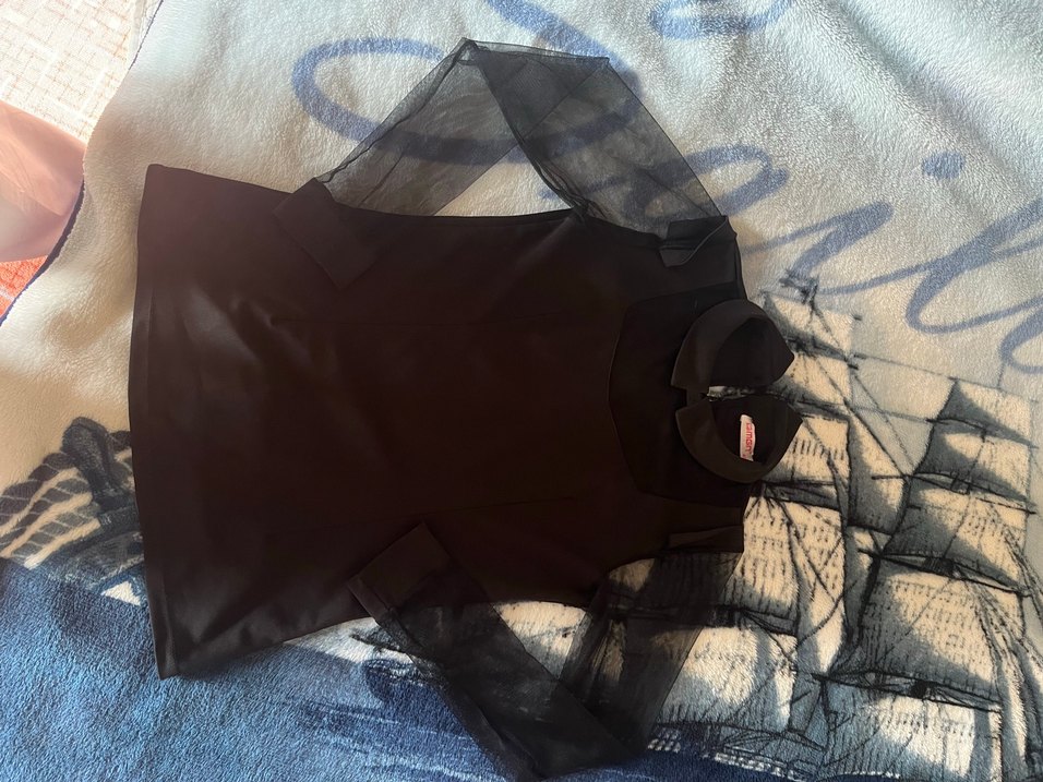 Uzun Kollu Siyah Gotik Transparan Kadın Bluz - Görsel 4