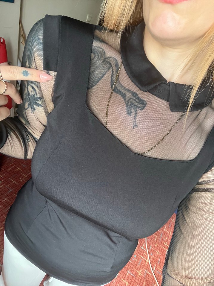 Uzun Kollu Siyah Gotik Transparan Kadın Bluz - Görsel 2