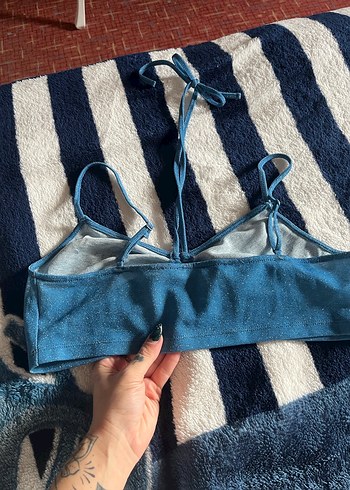 xl Beden Kadın Mavi Bağlamalı Bralet