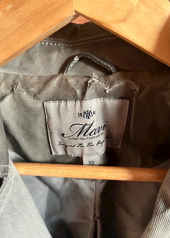 xs Beden gri Renk Gri Deri Biker Ceket Kadın