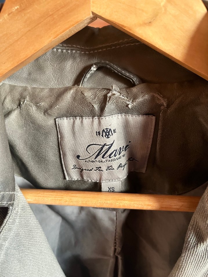 Gri Deri Biker Ceket Kadın - Görsel 5