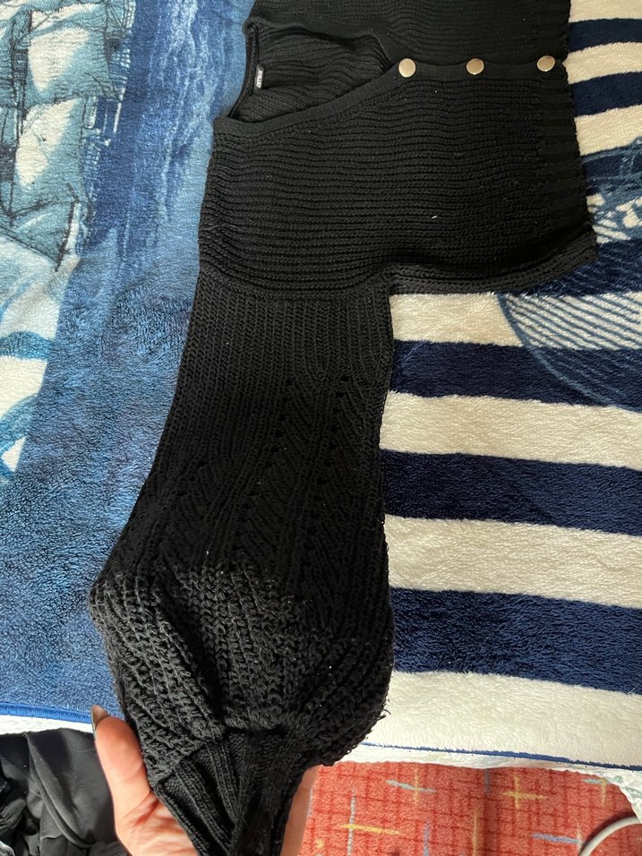 Siyah  Örgü Kadın hırka - Görsel 5