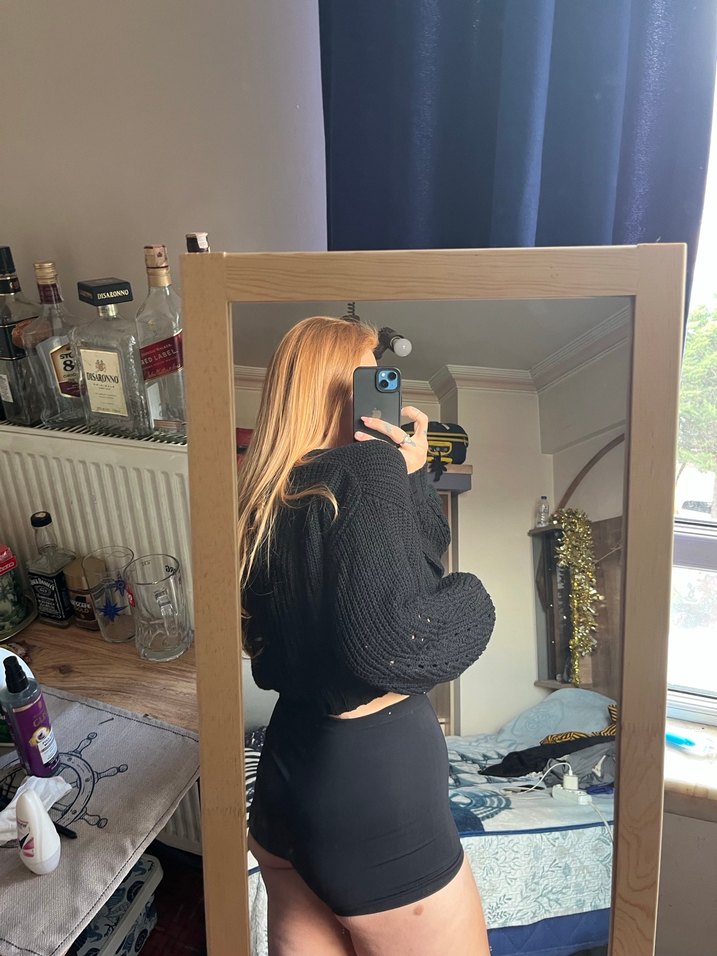 Siyah  Örgü Kadın hırka - Görsel 4