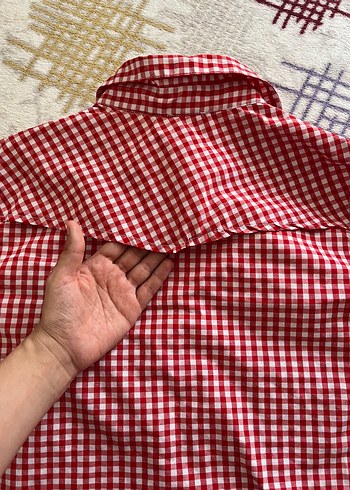 s Beden Kırmızı Ekose Uzun Kollu Pamuklu Gömlek