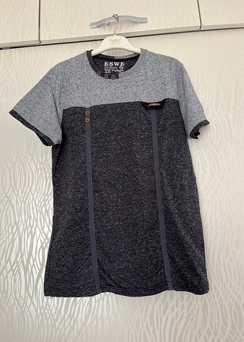 Düğmeli Gri Erkek T-shirt