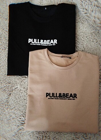 s Beden Siyah Pull&Bear Baskılı Tişört