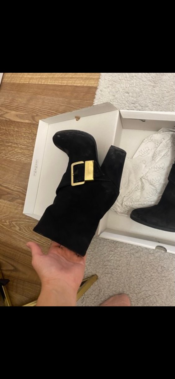 Siyah Süet Tokalı Blok Topuklu Kadın Bot - Görsel 2