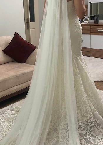 Straplez Balık Model Beyaz Gelinlik - Görsel 4
