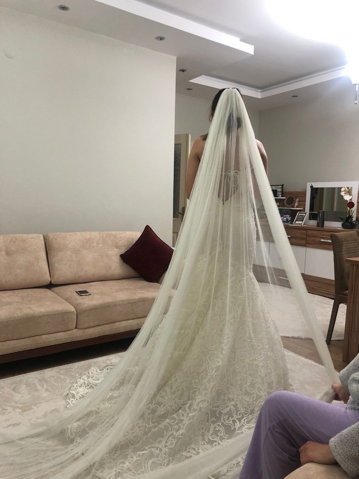 Straplez Balık Model Beyaz Gelinlik - Görsel 3