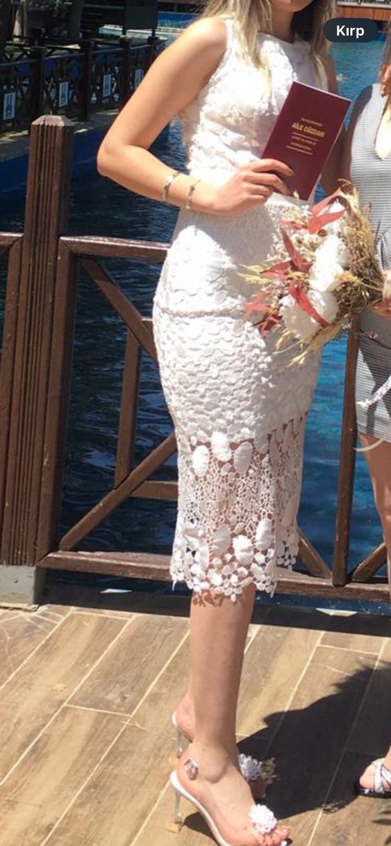 Bohem Beyaz Askılı Straplez Gelinlik - Görsel 2