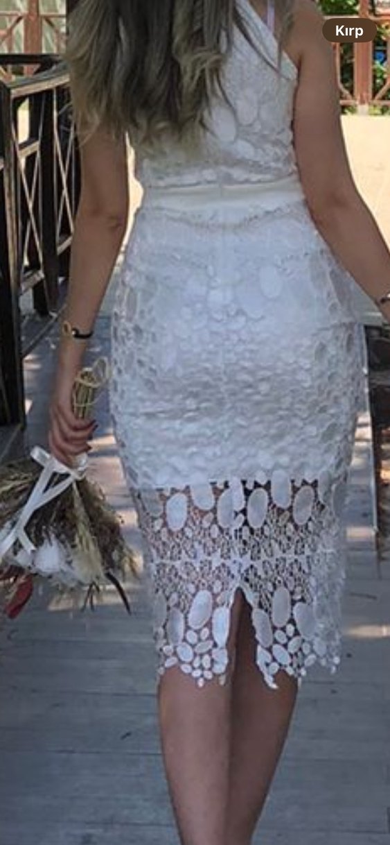 Bohem Beyaz Askılı Straplez Gelinlik - Görsel 3