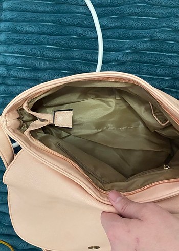 Bej Deri Kadın Omuz Çantası - Görsel 3