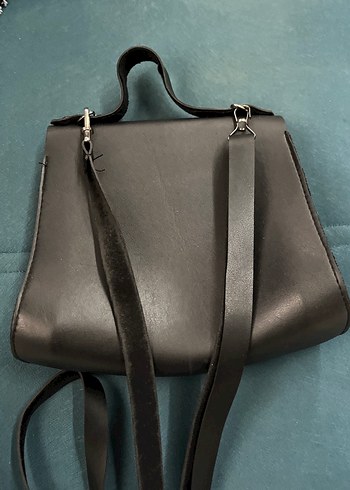 Siyah Deri Tokalı Kadın Çanta - Görsel 5