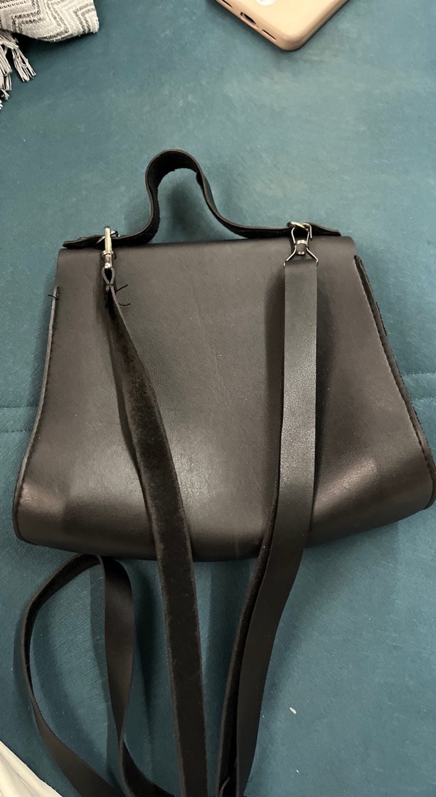 Siyah Deri Tokalı Kadın Çanta - Görsel 5