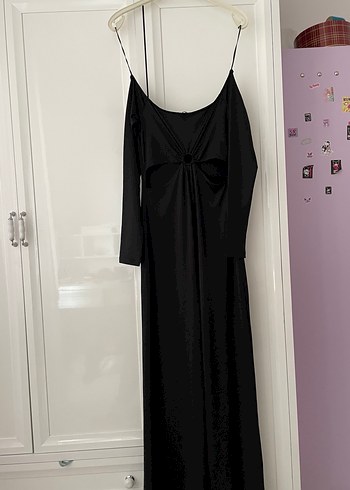 Kayık yaka Siyah Uzun Gotik Tulum Elbise - Görsel 3