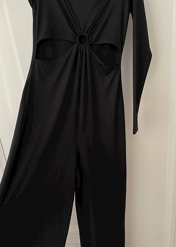 Kayık yaka Siyah Uzun Gotik Tulum Elbise - Görsel 5