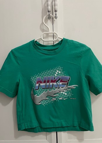 Nike koyu turkuaz cyber baskılı tişört crop - Görsel 2