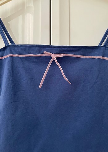 Mavi İnce Askılı Kadın bluz - Görsel 2